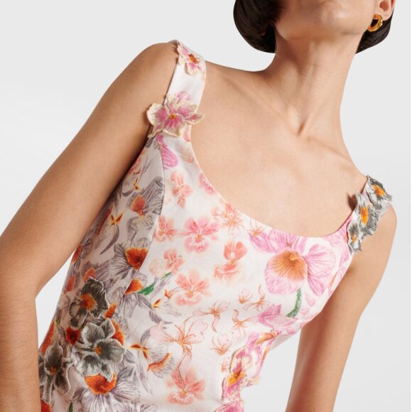 NWT AGUA BY AGUA BENDITA, Pluma Jardinera linen minidress COL XL/ US 10 - Picture 7 of 8